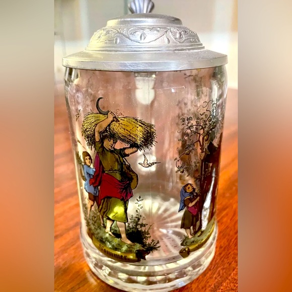 Vintage Alwe Germany The Four Seasons Lidded Beer Stein With Sticker Stunning - Picture 2 of 11